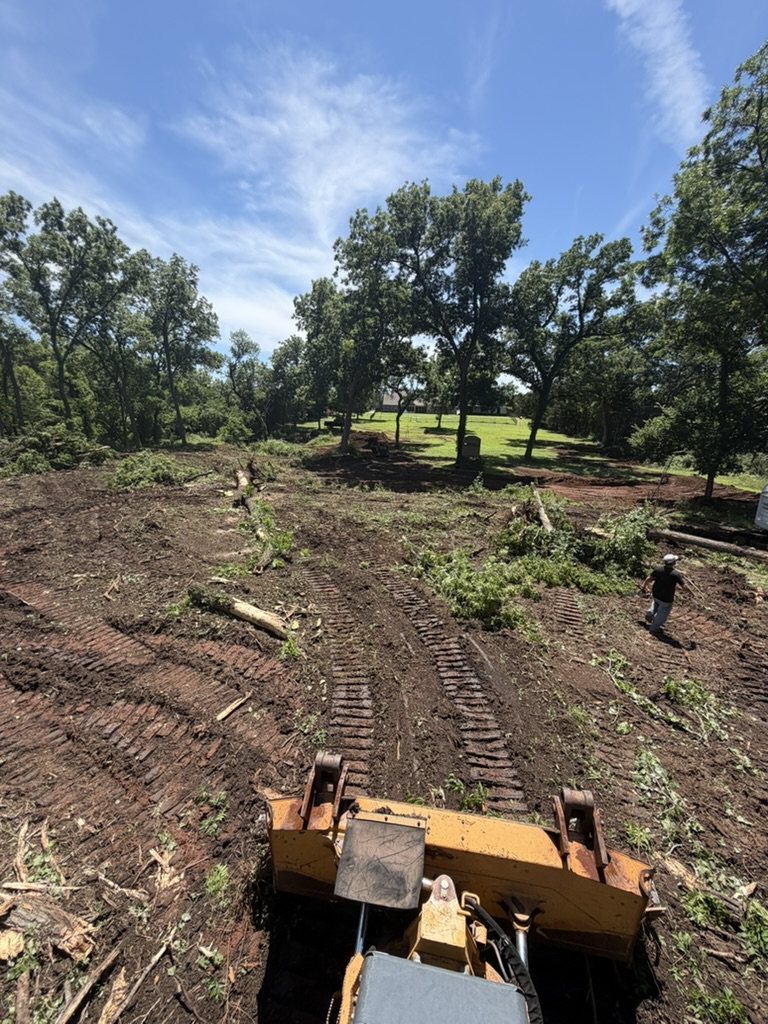 Wooded Oklahoma property before clearing and pond construction